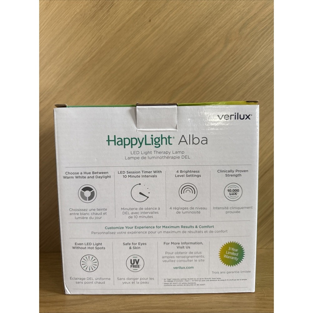 HappyLight Alba Round UV-Free LED Therapy Lamp 10,000 Lux White - Verilux - Picture 2 of 5